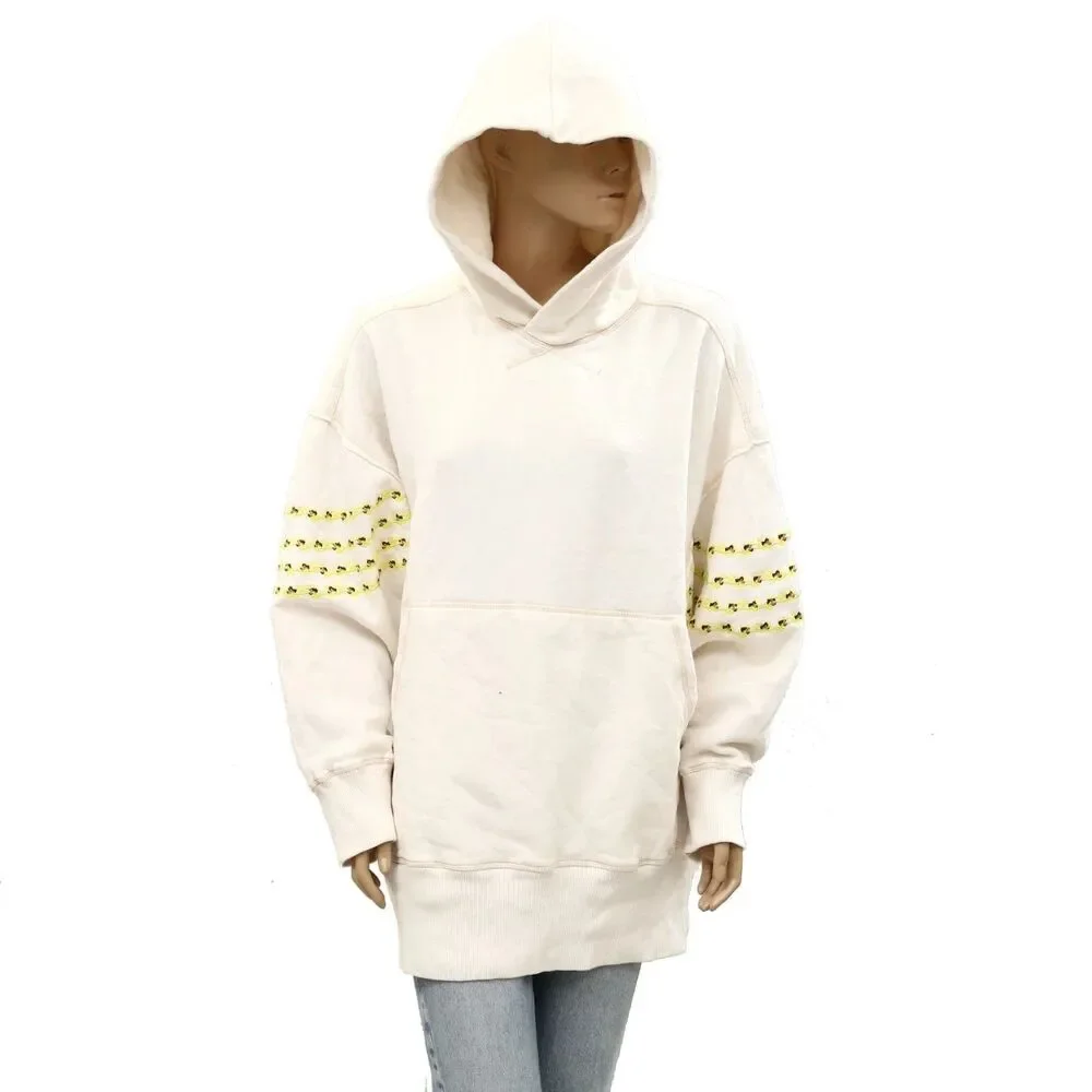 Free People FP Movement At My Best Embroidered Hoodie Sweatshirt Top S 289222